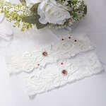 Set di giarrettiere da sposa personalizzate con 2 pezzi di passamaneria in pizzo bianco con pietre di nascita