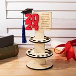 Personalised Wooden Layered Cake Money Holder with Text Graduation Cap and Tassel Graduation Gift for Graduates
