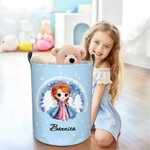 Personalized Cute Cartoon Princess Castle Toy Storage Laundry Basket with Name Waterproof Nursery Decoration Children's Day Housewarming Gift for Kids