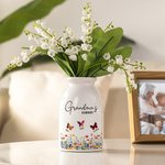 Personalisierte Geburtsblumen Schmetterlinge Garten Keramik Blumenvase mit Kosenamen und 1-8 Namen Geburtstag Muttertag Geschenk für Mama Oma Familie