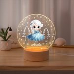 Personalized Cute Cartoon Fairy-tale Princess Acrylic LED Night Light with Wooden Base Home Decor Birthday Children's Day Gift for Girls