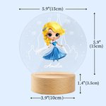 Personalized Cute Cartoon Fairy-tale Princess Acrylic LED Night Light with Wooden Base Home Decor Birthday Children's Day Gift for Girls
