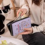 Personalized This Mama Belongs To Heart Birth Flower PU Leather Wristlet Wallet with 1-12 Names Birthday Mother's Day Gift for Mom Grandma