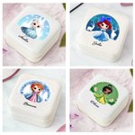 Personalised Snow Castle Cartoon Princess Leather Jewellery Box with Name Travel Essentials Birthday Anniversary Gift for Girls Women