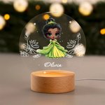 Personalized Cute Cartoon Fairy-tale Princess Acrylic LED Night Light with Wooden Base Home Decor Birthday Children's Day Gift for Girls
