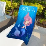 Gepersonaliseerde Fantasie Zeemeermin Prinses Sneldrogend Oversized Strandlaken met Naam Zomervakantie Accessoire Zwembadfeest Zomervakantie Cadeau voor Meisjes
