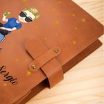 Funda de cuero PU personalizada para cuaderno A5 con personaje de caricatura y signo del zodiaco con bolsillo regalo de cumpleaños para todos