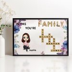 Personnalisé Naissance Fleur Cartoon Nom des membres de la famille Mots croisés Poster en toile encadré Peinture sans cadre Décoration de la maison Cadeau d'anniversaire pour la famille