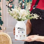 Personalised Grandma's Garden Birth Flower Butterfly Ceramic Flower Vase with 1-10 Names Birthday Mother's Day Gift for Mom Grandma Family