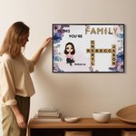 Personnalisé Naissance Fleur Cartoon Nom des membres de la famille Mots croisés Poster en toile encadré Peinture sans cadre Décoration de la maison Cadeau d'anniversaire pour la famille