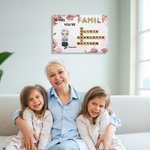 Personnalisé Naissance Fleur Cartoon Nom des membres de la famille Mots croisés Poster en toile encadré Peinture sans cadre Décoration de la maison Cadeau d'anniversaire pour la famille