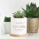 Pot de Fleurs Céramique Personnalisé avec Textes et 4 Photos de Collage Socle en Bambou Cadeau Fête des Mères Anniversaire pour Maman Mamie Famille