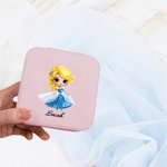 Personalised Snow Castle Cartoon Princess Leather Jewellery Box with Name Travel Essentials Birthday Anniversary Gift for Girls Women