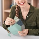 Personalised Cute Rabbit Tricolour Patchwork Portable Name PU Leather Wallet with Zipper and Card Holder Birthday Gift for Women Girls