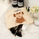 Personalized Highland Cow Cotton Zippered Makeup Bag with Name Portable Travel Accessories Birthday Gift for Women Highland Cow Lovers