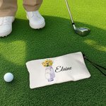 Personalized Birth Flower in Golf Bag Portable Makeup Bag with Name and Wrist Strap Travel Accessories Birthday Gift for Women Golf Lovers