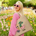 Personalizzato Natale personaggio dei cartoni animati riutilizzabile nome alce pupazzo di neve borsa di iuta con iniziale Natale regalo di compleanno per la famiglia amico