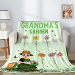 Coperta personalizzata multicolore per il giardino della mamma, personaggio dei cartoni animati, con i nomi dei bambini da 1 a 12. Regalo di apprezzamento per la festa della mamma, per la nonna e per 