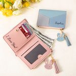 Personalised Cute Rabbit Tricolour Patchwork Portable Name PU Leather Wallet with Zipper and Card Holder Birthday Gift for Women Girls