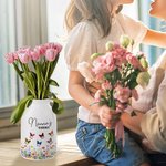 Personalisierte Geburtsblumen Schmetterlinge Garten Keramik Blumenvase mit Kosenamen und 1-8 Namen Geburtstag Muttertag Geschenk für Mama Oma Familie