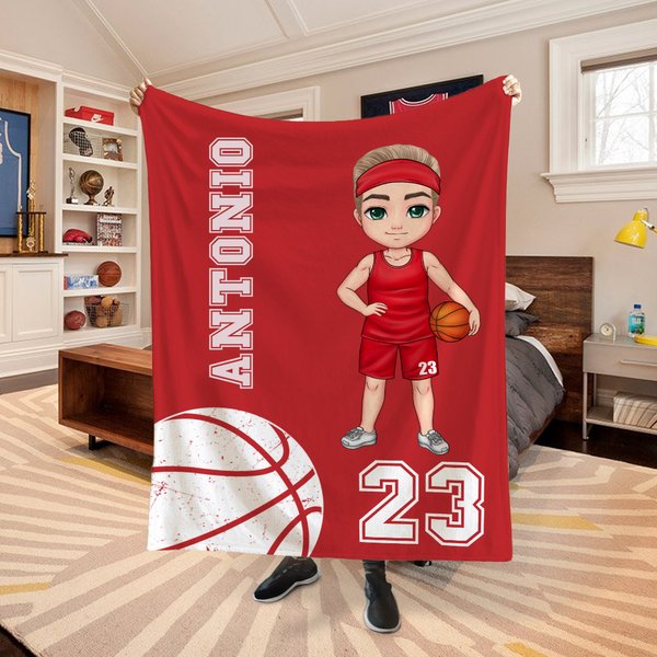 Manta suave personalizada con tema de fútbol o baloncesto con nombre y número regalo de cumpleaños para aficionados al baloncesto y fútbol