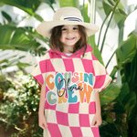 Personalisierte Cousin Crew Schachbrettmuster Spirale Strahl weiche schnell trocknende Kind Hooded Strandtuch mit Namen Sommer wesentliche Geburtstagsgeschenk für Kinder