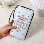 Personalized This Mama Belongs To Heart Birth Flower PU Leather Wristlet Wallet with 1-12 Names Birthday Mother's Day Gift for Mom Grandma