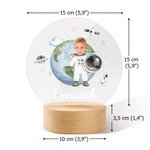 Personalisiertes Astronaut Planet LED-Nachtlicht mit Namen Gesicht-Foto Holzsockel Niedliche Zimmer Deko Geburtstag Babyparty Geschenk für Kinder