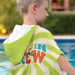 Personalisierte Cousin Crew Schachbrettmuster Spirale Strahl weiche schnell trocknende Kind Hooded Strandtuch mit Namen Sommer wesentliche Geburtstagsgeschenk für Kinder