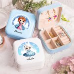 Personalised Snow Castle Cartoon Princess Leather Jewellery Box with Name Travel Essentials Birthday Anniversary Gift for Girls Women