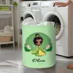 Personalized Cute Cartoon Princess Castle Toy Storage Laundry Basket with Name Waterproof Nursery Decoration Children's Day Housewarming Gift for Kids
