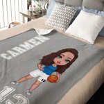 Manta suave personalizada con tema de fútbol o baloncesto con nombre y número regalo de cumpleaños para aficionados al baloncesto y fútbol