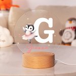 Personalisierte Cartoon Tier Ballett Name Initial LED Nachtlicht mit hölzernen Basis Kinderzimmer Dekoration Geburtstag Ostern Geschenk für Kinder