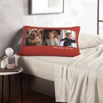 Taie d'Oreiller Personnalisée avec 1 à 3 Photos et Textes Cadeau Anniversaire Pendaison de Crémaillère pour Couples Familles