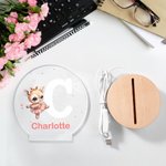 Personalisierte Cartoon Tier Ballett Name Initial LED Nachtlicht mit hölzernen Basis Kinderzimmer Dekoration Geburtstag Ostern Geschenk für Kinder