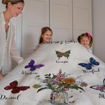 Personalized 1-10 Birth Flower Butterfly Garden Soft Throw Blanket with Nickname and Names Birthday Mother's Day Gift for Mom Grandma Family