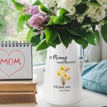Personalized I'd Pick You Birth Flower Ceramic Flower Vase with Title and Names Birthday Mother's Day Gift for Mom Grandma Family