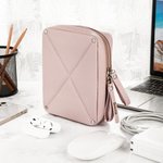 Personalisierte Multi-Fach tragbare Leder Reisen Kabel Organizer Pouch mit Namen elektronisches Zubehör Geburtstag Geschenk für Frauen Reisen Liebhaber