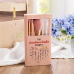 Personalized 1-12 Birth Flowers Names Makeup Brush Box Set with 5 Pcs Brushes and Mirror Travel Accessories Mother's Day Gift for Mom Grandma