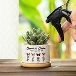 Personalizado 1-10 Nacimiento Flor Mariposa Nombres Suculenta Maceta de Cerámica con Drenaje y Base de Bambú Cumpleaños Día de la Madre Regalo para Mamá Abuela