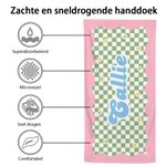 Gepersonaliseerde Quick Dry Microfiber Checkerboard Daisies Strandlaken met Naam Zomer Onmisbaar Reiscadeau voor Kinderen