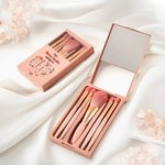 Personalized 1-12 Birth Flowers Names Makeup Brush Box Set with 5 Pcs Brushes and Mirror Travel Accessories Mother's Day Gift for Mom Grandma