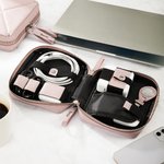 Personalisierte Multi-Fach tragbare Leder Reisen Kabel Organizer Pouch mit Namen elektronisches Zubehör Geburtstag Geschenk für Frauen Reisen Liebhaber