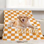 Personalized Multicolor Plaid Soft Throw Blanket with Dog Cat Photo and Name Home Decor Birthday Gift for Pet Owners Lovers