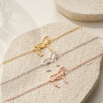 Personalizzato cavallo Silhouette nome braccialetto Dainty gioielli equitazione regalo di compleanno per l'amante del cavallo