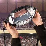 Bolsa de estadio transparente personalizada con forma de balón de fútbol americano con nombre y borla Regalo de cumpleaños del día del partido para un amante del fútbol americano