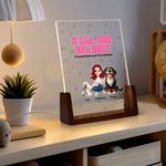 Personalisierte ein Mädchen & ihre Hunde haben unzerbrechliche Bindung Acryl LED-Nachtlicht mit hölzernen Basis Home Decor Geburtstagsgeschenk für Hundeliebhaber Besitzer