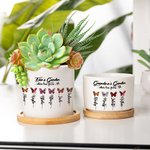 Personalizado 1-10 Nacimiento Flor Mariposa Nombres Suculenta Maceta de Cerámica con Drenaje y Base de Bambú Cumpleaños Día de la Madre Regalo para Mamá Abuela