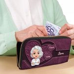 Portafoglio lungo personalizzato in pelle PU con 1-8 nomi e scomparti multipli - Regalo perfetto per compleanno o festa della mamma per donne