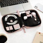 Personalisierte Multi-Fach tragbare Leder Reisen Kabel Organizer Pouch mit Namen elektronisches Zubehör Geburtstag Geschenk für Frauen Reisen Liebhaber